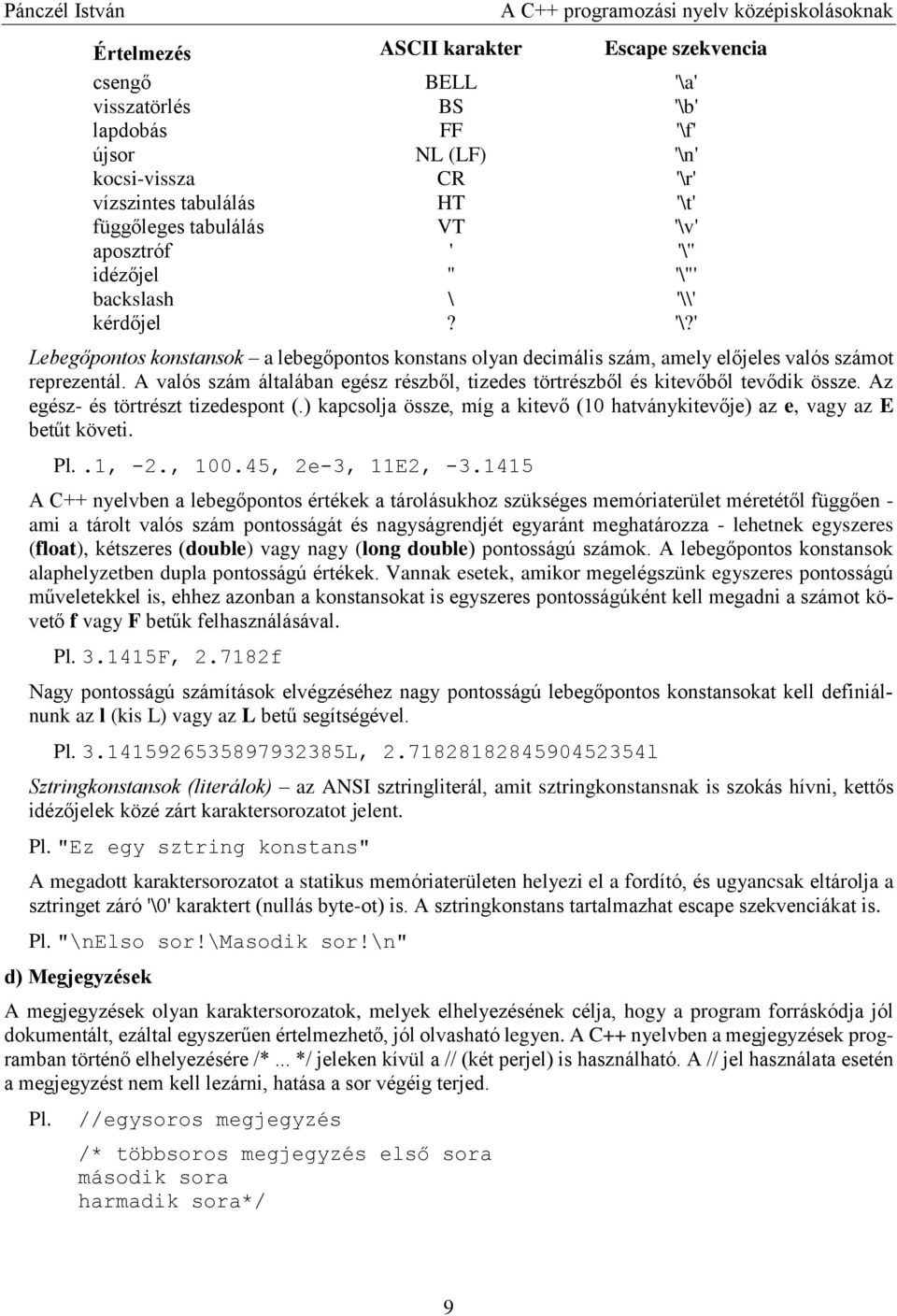 A valós szám általában egész részből, tizedes törtrészből és kitevőből tevődik össze. Az egész- és törtrészt tizedespont (.