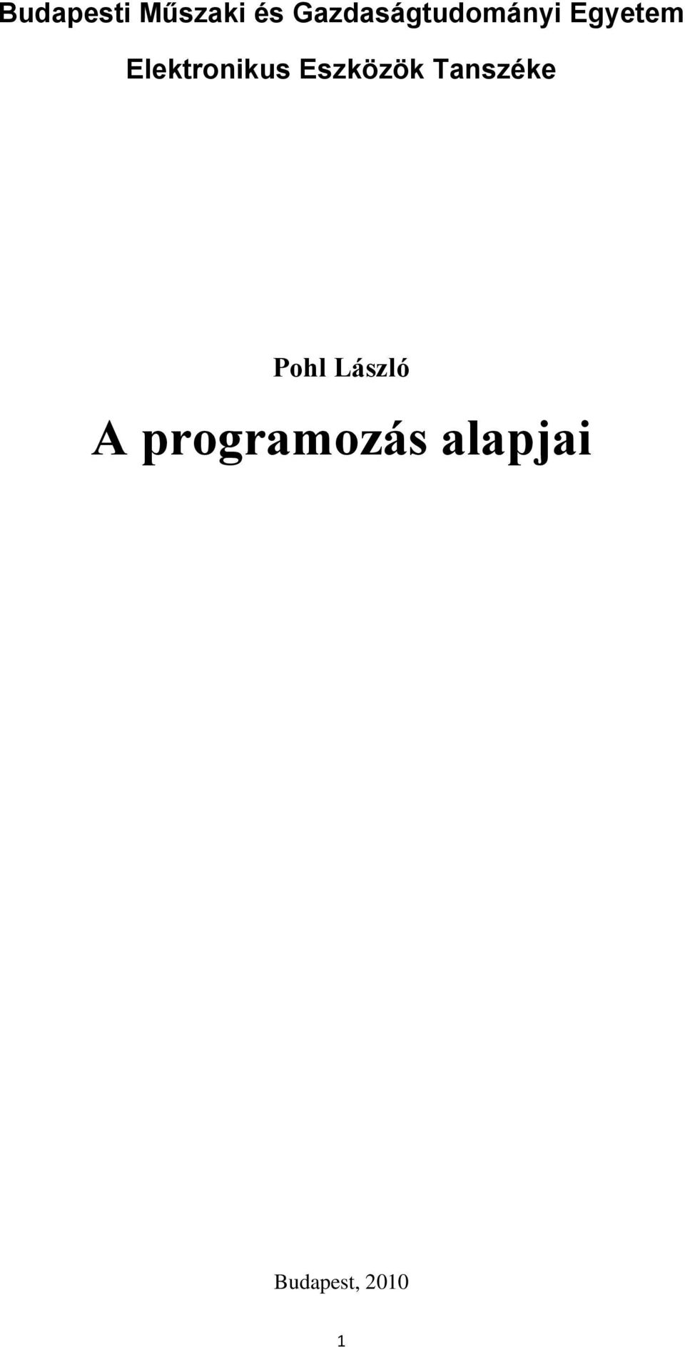 Elektronikus Eszközök Tanszéke