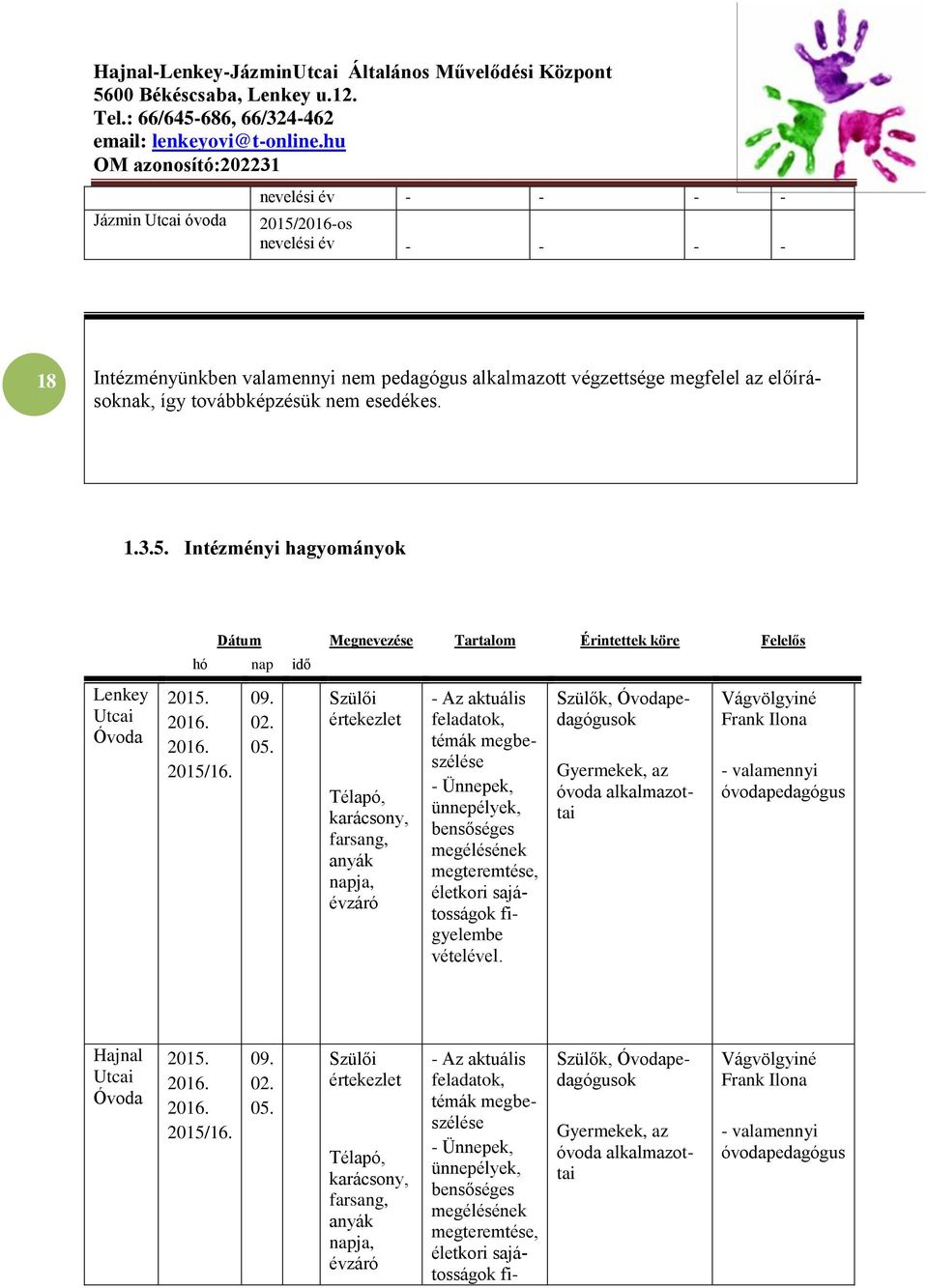 Szülői értekezlet Télapó, karácsony, farsang, anyák napja, évzáró - Az aktuális feladatok, témák megbeszélése - Ünnepek, ünnepélyek, bensőséges megélésének megteremtése, életkori sajátosságok