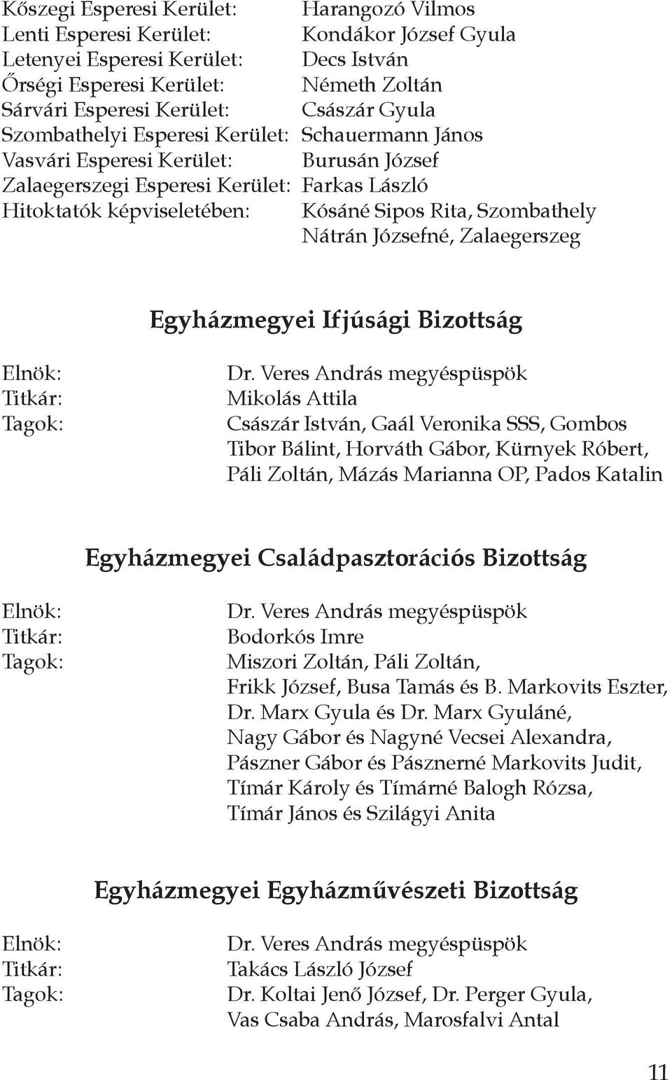 Szombathely Nátrán Józsefné, Zalaegerszeg egyházmegyei ifjúsági bizottság Elnök: Titkár: Tagok: Dr.