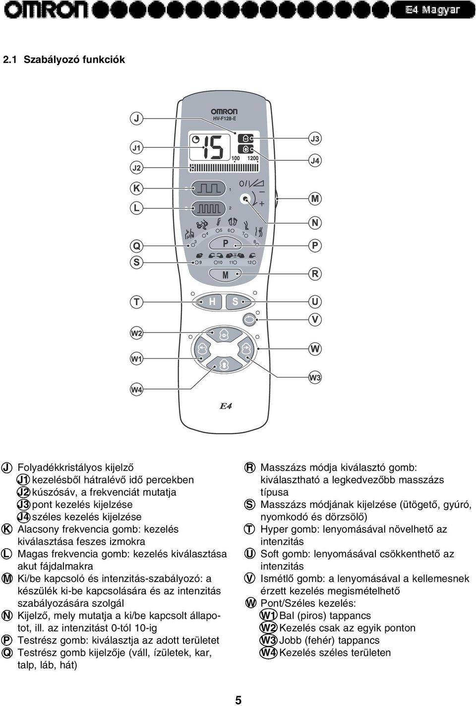 szabályozására szolgál N Kijelzõ, mely mutatja a ki/be kapcsolt állapotot, ill.