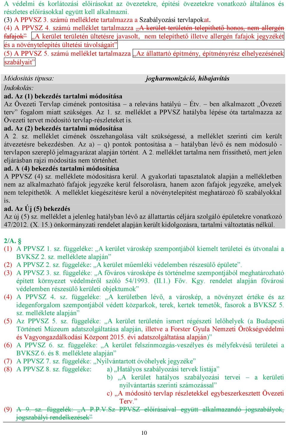 számú melléklet tartalmazza A kerület területén telepíthető honos, nem allergén fafajok A kerület területén ültetésre javasolt, nem telepíthető illetve allergén fafajok jegyzékét és a növénytelepítés