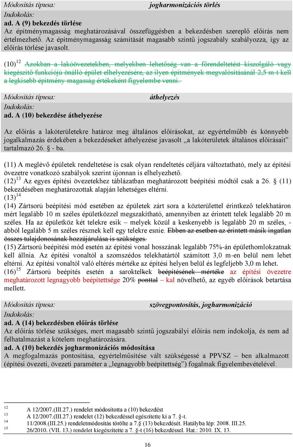 (10) 12 Azokban a lakóövezetekben, melyekben lehetőség van a főrendeltetést kiszolgáló vagy kiegészítő funkciójú önálló épület elhelyezésére, az ilyen építmények megvalósításánál 2,5 m-t kell a