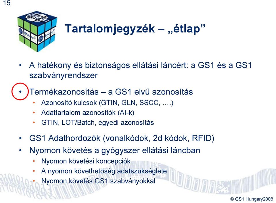 ) Adattartalom azonosítók (AI-k) GTIN, LOT/Batch, egyedi azonosítás GS1 Adathordozók (vonalkódok, 2d kódok,