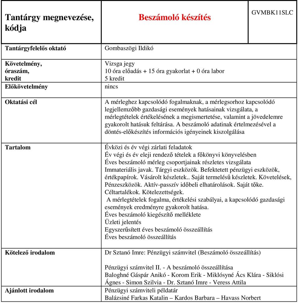 A beszámoló adatinak értelmezésével a döntés-előkészítés információs igényeinek kiszolgálása Évközi és év végi zárlati feladatok Év végi és év eleji rendező tételek a főkönyvi könyvelésben Éves