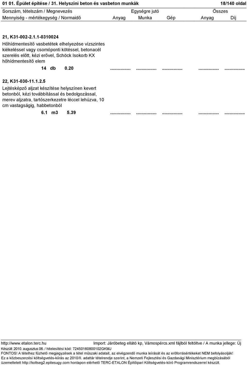 hőhídmentesítő elem 14 db 0.20