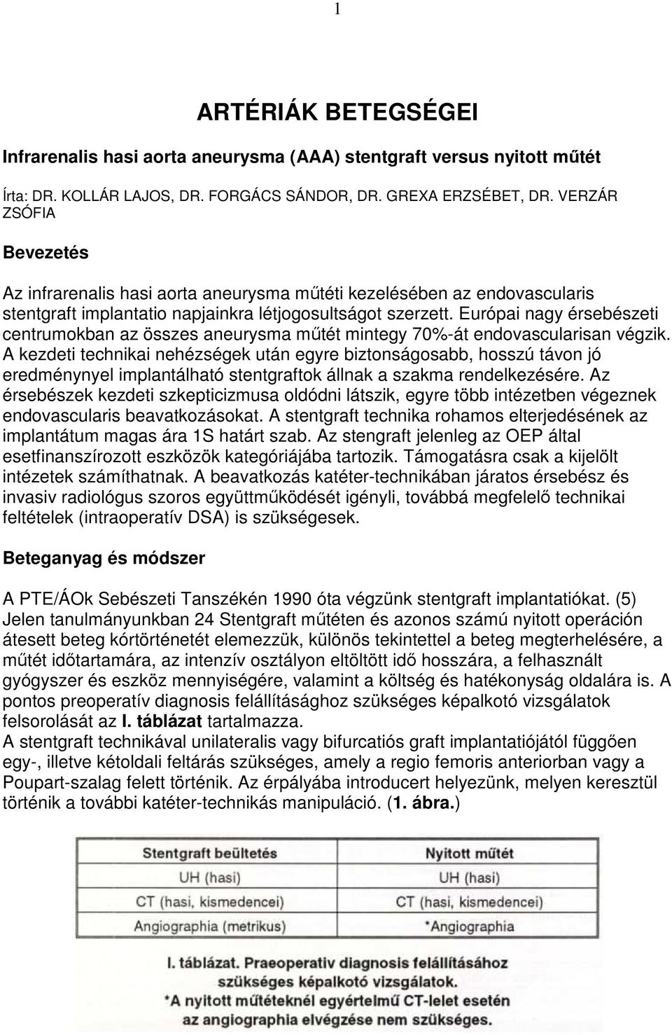 Európai nagy érsebészeti centrumokban az összes aneurysma mőtét mintegy 70%-át endovascularisan végzik.