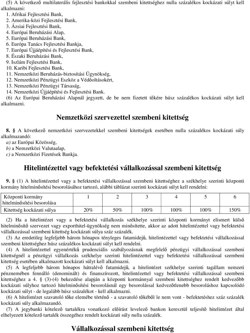 Iszlám Fejlesztési Bank, 10. Karibi Fejlesztési Bank, 11. Nemzetközi Beruházás-biztosítási Ügynökség, 12. Nemzetközi Pénzügyi Eszköz a Védőoltásokért, 13. Nemzetközi Pénzügyi Társaság, 14.