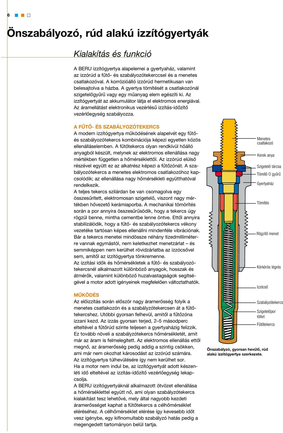 Az izzítógyertyát az akkumulátor látja el elektromos energiával. Az áramellátást elektronikus vezérlésű izzítás-időzítő vezérlőegység szabályozza.