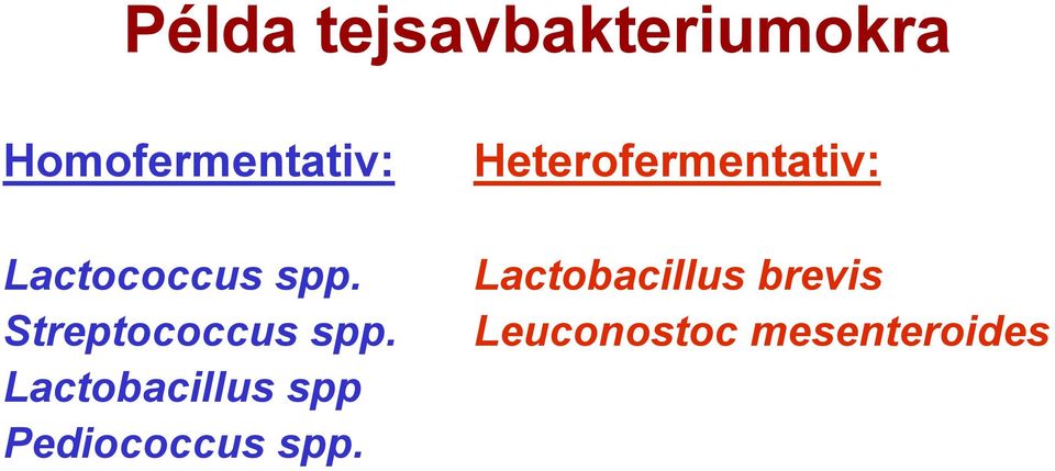 Lactobacillus spp Pediococcus spp.