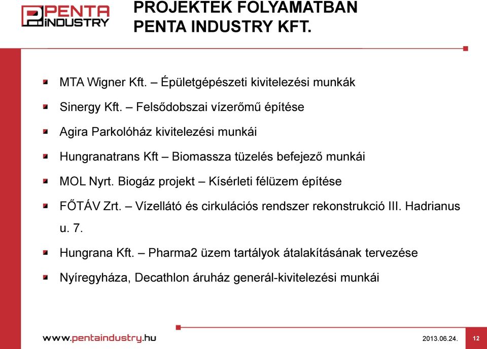 munkái MOL Nyrt. Biogáz projekt Kísérleti félüzem építése FŐTÁV Zrt.