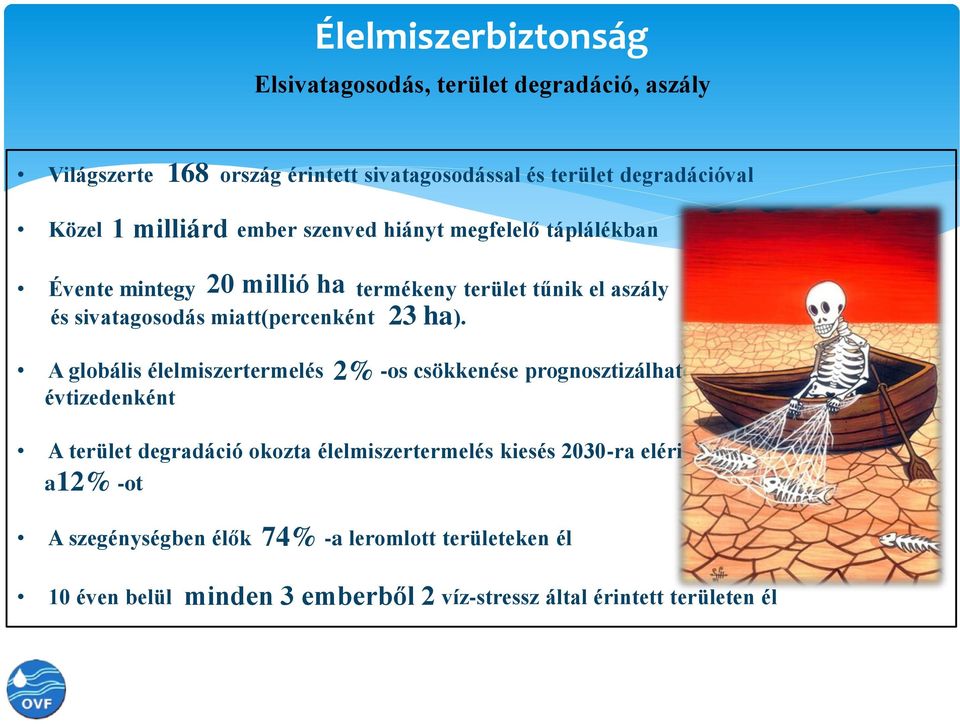 A globális élelmiszertermelés -os csökkenése prognosztizálható évtizedenként A terület degradáció okozta élelmiszertermelés kiesés 2030-ra eléri a