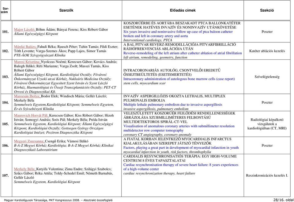 Simor Tamás PTE-ÁOK Szívgyógyászati Klinika Marosi Krisztina; Nyolczas Noémi; Kerecsen Gábor; Kovács András; Balogh Ildikó; Réti Marianne; Varga Zsolt; Masszi Tamás, Kiss Róbert Gábor Állami