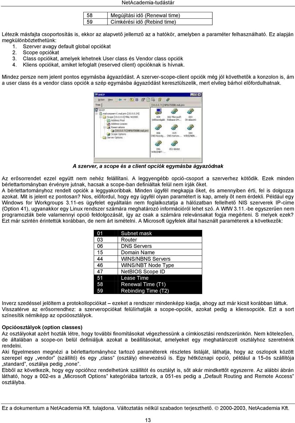 Kliens opciókat, amiket lefoglalt (reserved client) opcióknak is hívnak. Mindez persze nem jelent pontos egymásba ágyazódást.