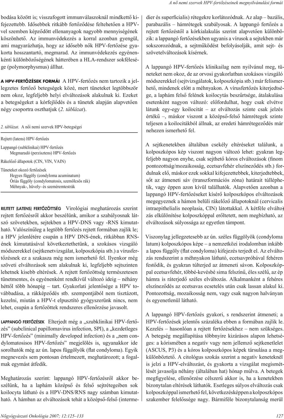 Az immunvédekezés a korral azonban gyengül, ami magyarázhatja, hogy az idôsebb nôk HPV-fertôzése gyakorta hosszantartó, megmarad.