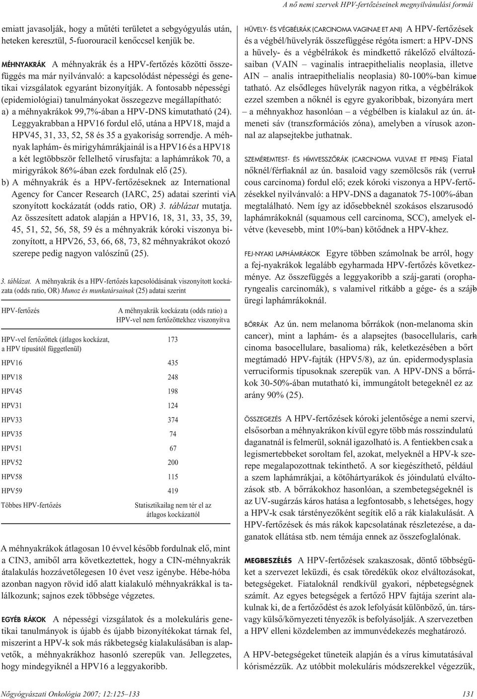 A fontosabb népességi (epidemiológiai) tanulmányokat összegezve megállapítható: a) a méhnyakrákok 99,7%-ában a HPV-DNS kimutatható (24).