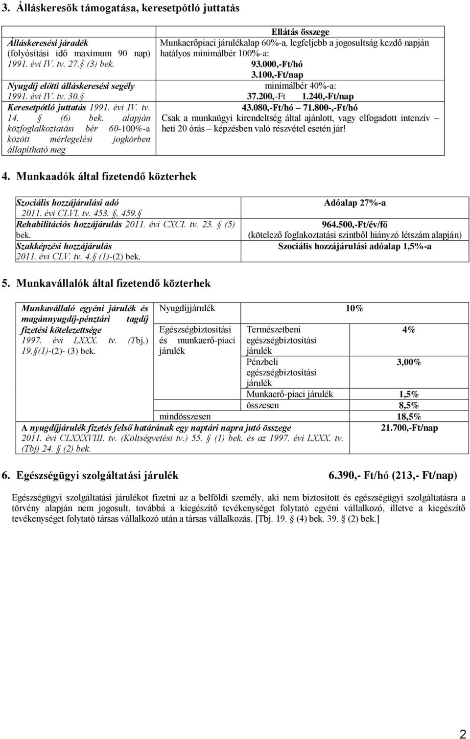 alapján közfoglalkoztatási bér 60-100%-a között mérlegelési jogkörben állapítható meg Ellátás összege Munkaerőpiaci járulékalap 60%-a, legfeljebb a jogosultság kezdő napján hatályos minimálbér