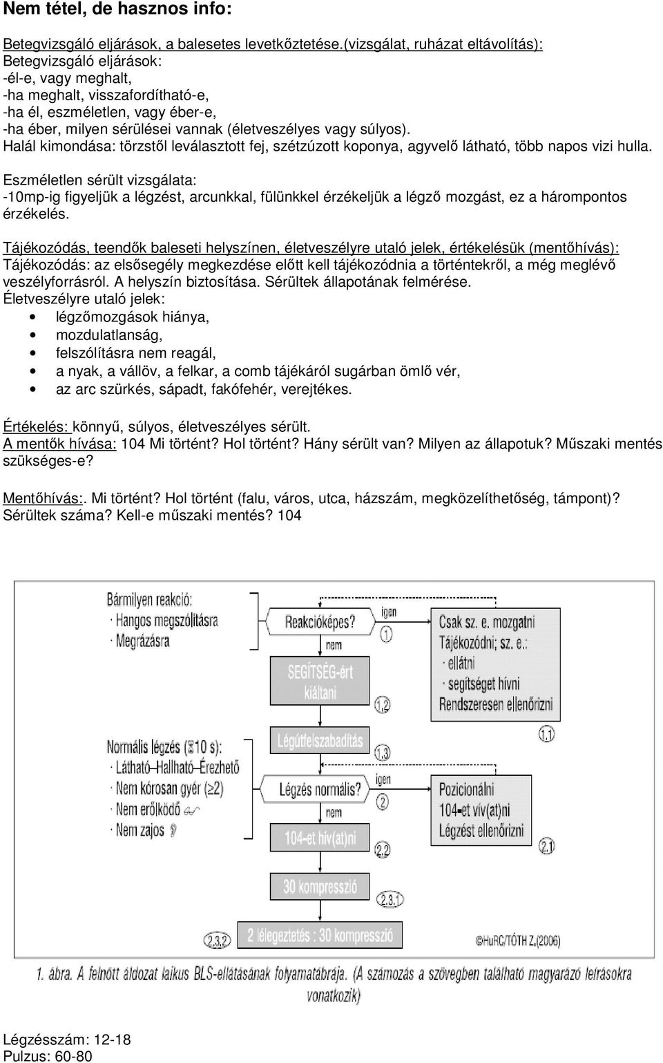 vagy súlyos). Halál kimondása: törzstıl leválasztott fej, szétzúzott koponya, agyvelı látható, több napos vizi hulla.