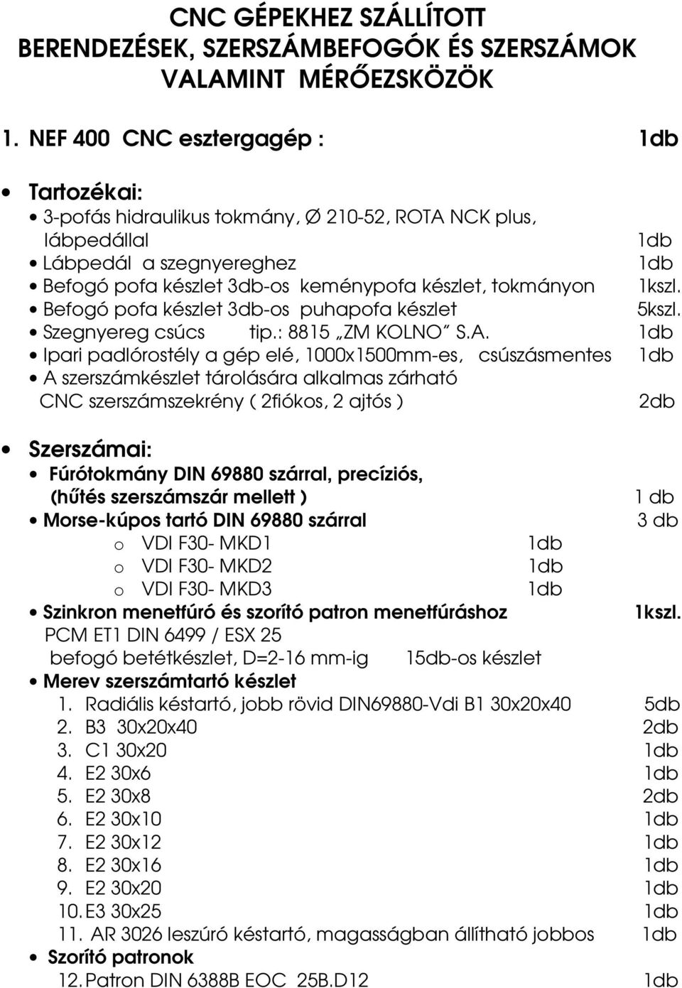 Befogó pofa készlet 3db-os puhapofa készlet 5kszl. Szegnyereg csúcs tip.: 8815 ZM KOLNO S.A.