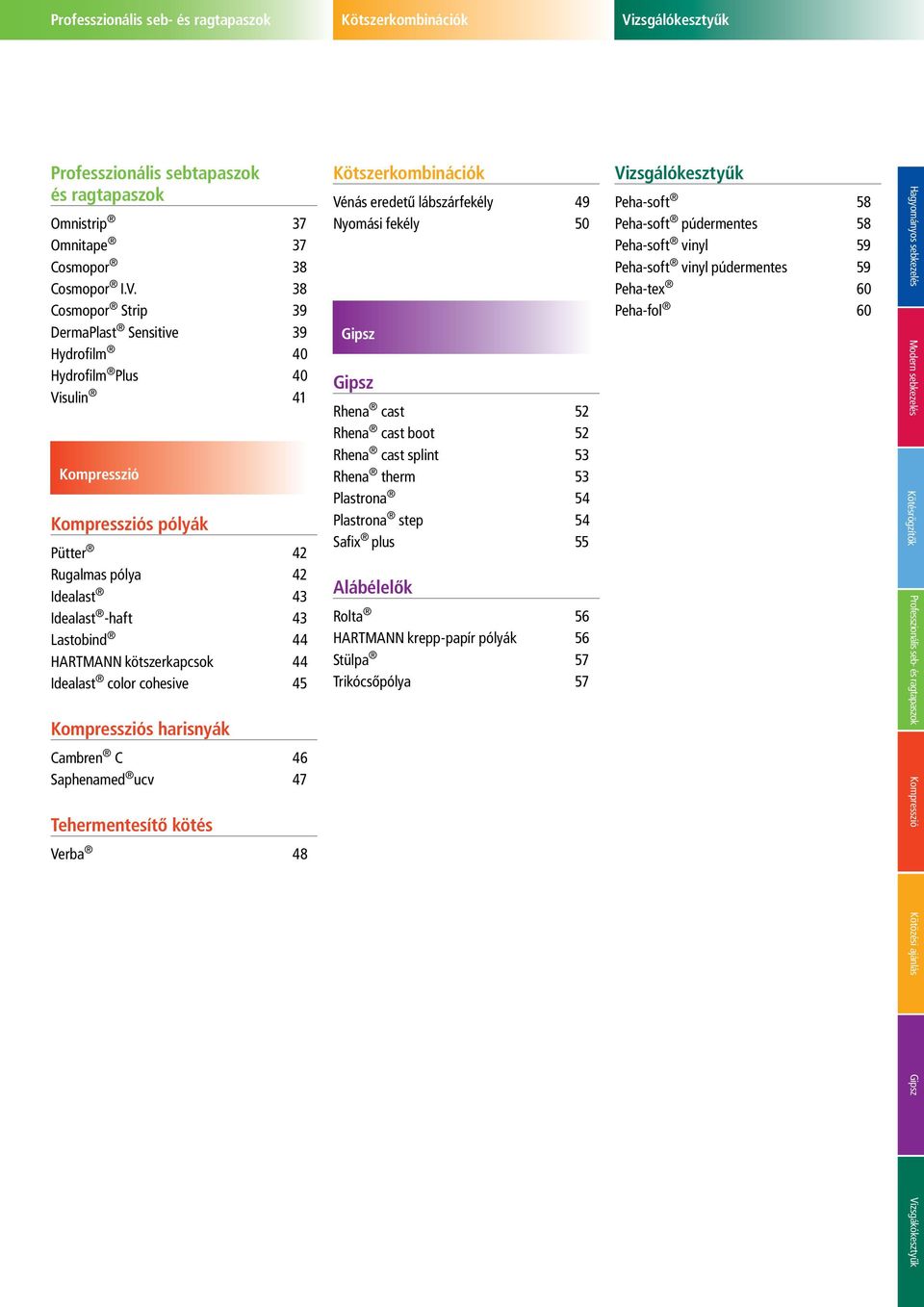 38 Cosmopor Strip 39 DermaPlast Sensitive 39 Hydrofilm 40 Hydrofilm Plus 40 Visulin 41 Kompresszió Kompressziós pólyák Pütter 42 Rugalmas pólya 42 Idealast 43 Idealast -haft 43 Lastobind 44 HARTMANN