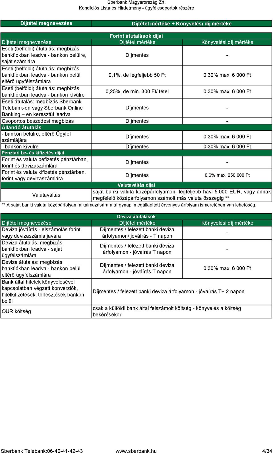 6 000 Ft eltérő ügyfélszámlára Eseti (belföldi) átutalás: megbízás bankfiókban leadva - bankon kívülre 0,25, de min. 300 Ft/ tétel 0,30 max.