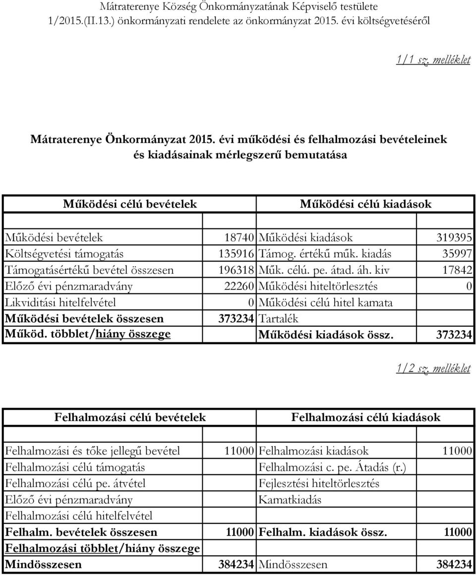 támogatás 135916 Támog. értékű műk. kiadás 35997 Támogatásértékű bevétel összesen 196318 Műk. célú. pe. átad. áh.