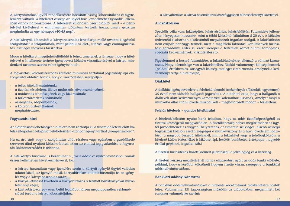 A hitelkártyák kibocsátói a kártyahasználat lehetősége mellé további kiegészítő szolgáltatást is felajánlanak, mint például az élet-, utazási vagy csomagbiztosítás, esetleges ingyenes társkártya.