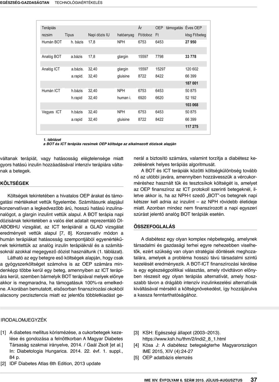 Számításunk alapjául konzervatívan a legkedvezőbb árú, hosszú hatású inzulinanalógot, a glargin inzulint vettük alapul.