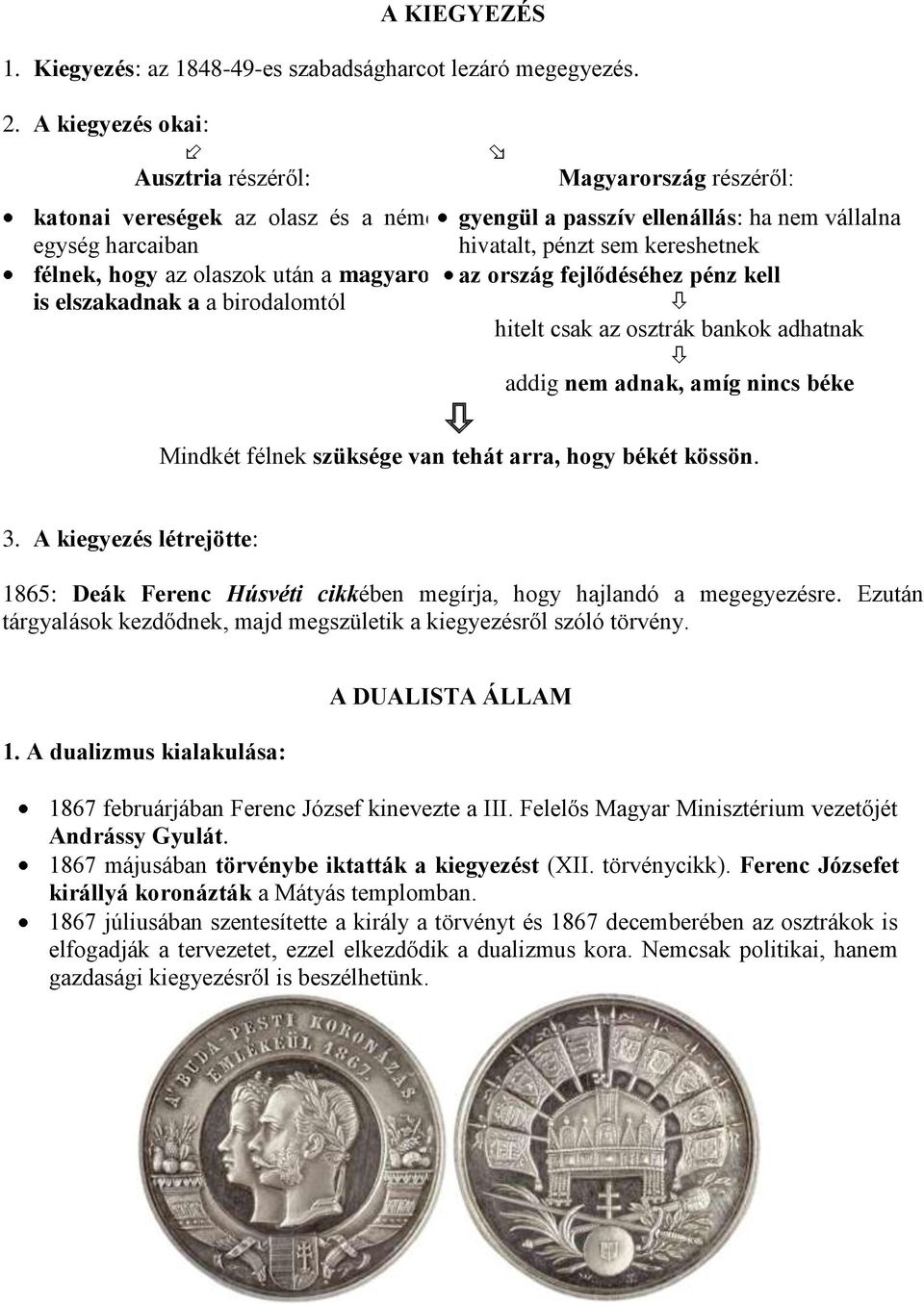 félnek, hogy az olaszok után a magyarok az ország fejlődéséhez pénz kell is elszakadnak a a birodalomtól hitelt csak az osztrák bankok adhatnak addig nem adnak, amíg nincs béke Mindkét félnek