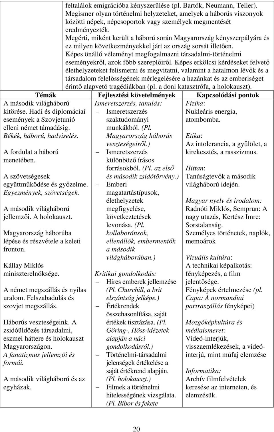 Megérti, miként került a háború során Magyarország kényszerpályára és ez milyen következményekkel járt az ország sorsát illetően.