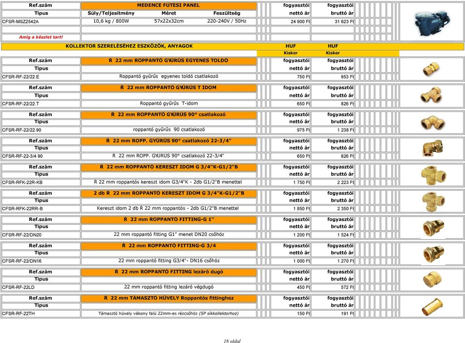T Roppantó gyűrűs T-idom Ř 22 mm ROPPANTÓ GYŰRŰS 90 csatlakozó CFSR-RF-22/22.90 roppantó gyűrűs 90 csatlakozó Ř 22 mm ROPP. GYŰRŰS 90 csatlakozó 22-3/4" CFSR-RF-22-3/4 90 Ř 22 mm ROPP.