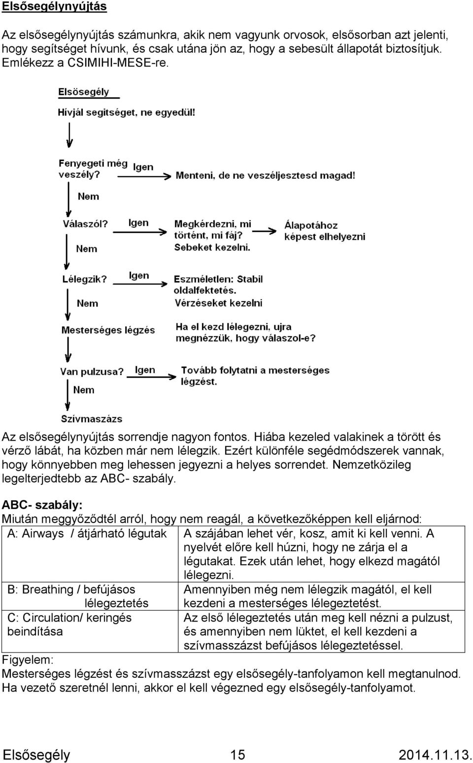 Ezért különféle segédmódszerek vannak, hogy könnyebben meg lehessen jegyezni a helyes sorrendet. Nemzetközileg legelterjedtebb az ABC- szabály.