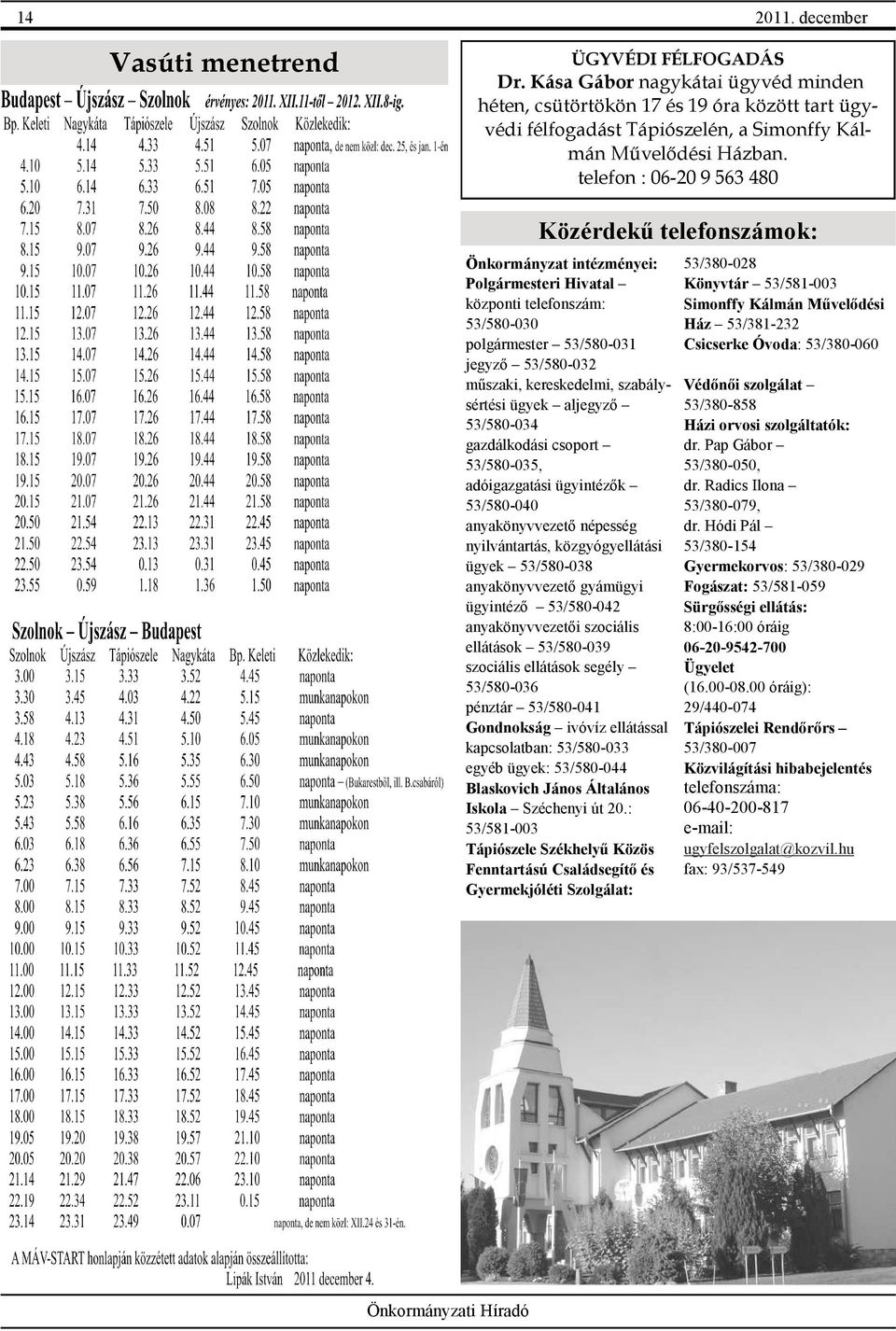 telefon : 06-20 9 563 480 Közérdekű telefonszámok: Önkormányzat intézményei: Polgármesteri Hivatal központi telefonszám: 53/580-030 polgármester 53/580-031 jegyző 53/580-032 műszaki, kereskedelmi,