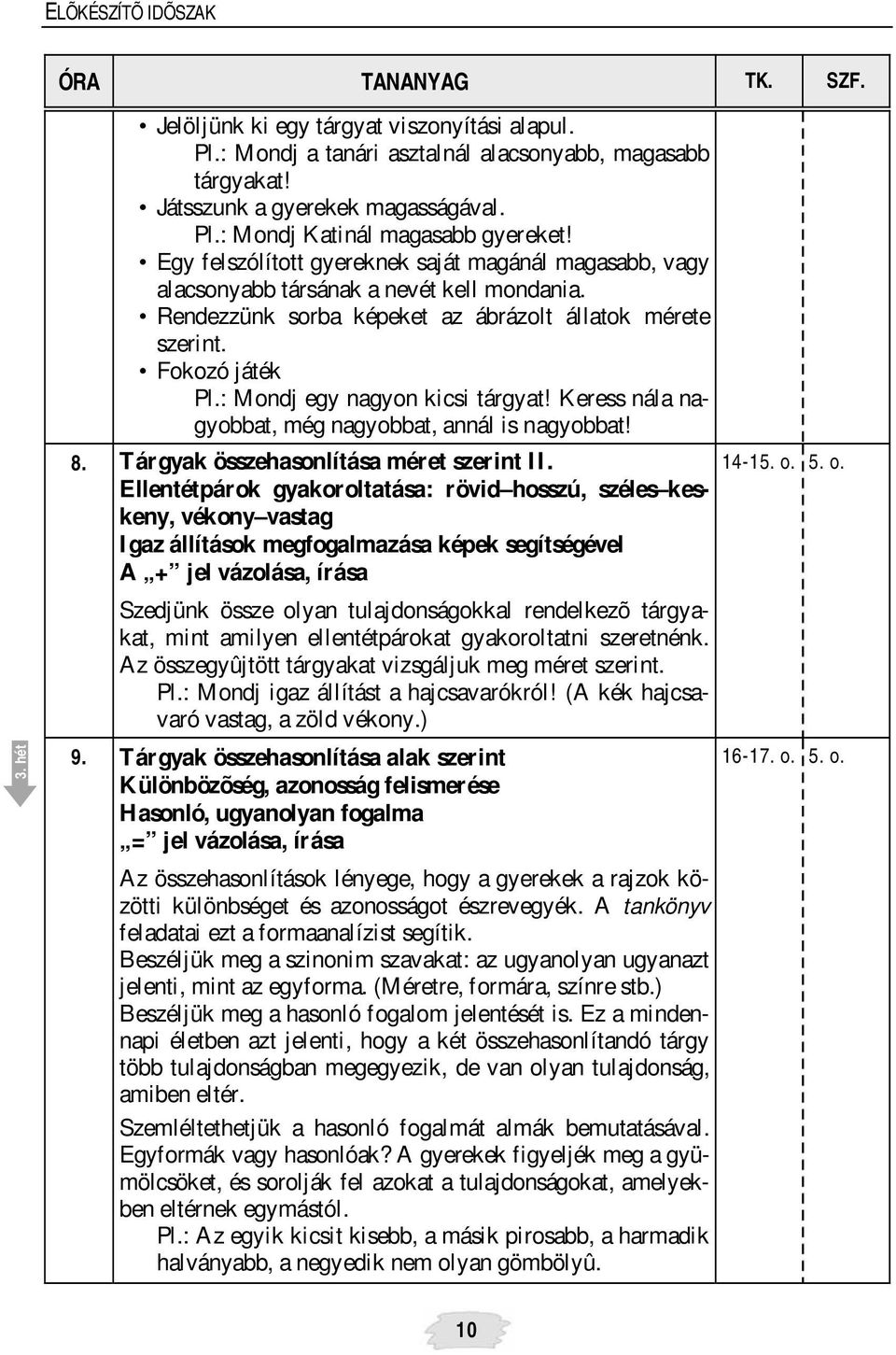 : Mondj egy nagyon kicsi tárgyat! Keress nála nagyobbat, még nagyobbat, annál is nagyobbat! 8. Tárgyak összehasonlítása méret szerint II.