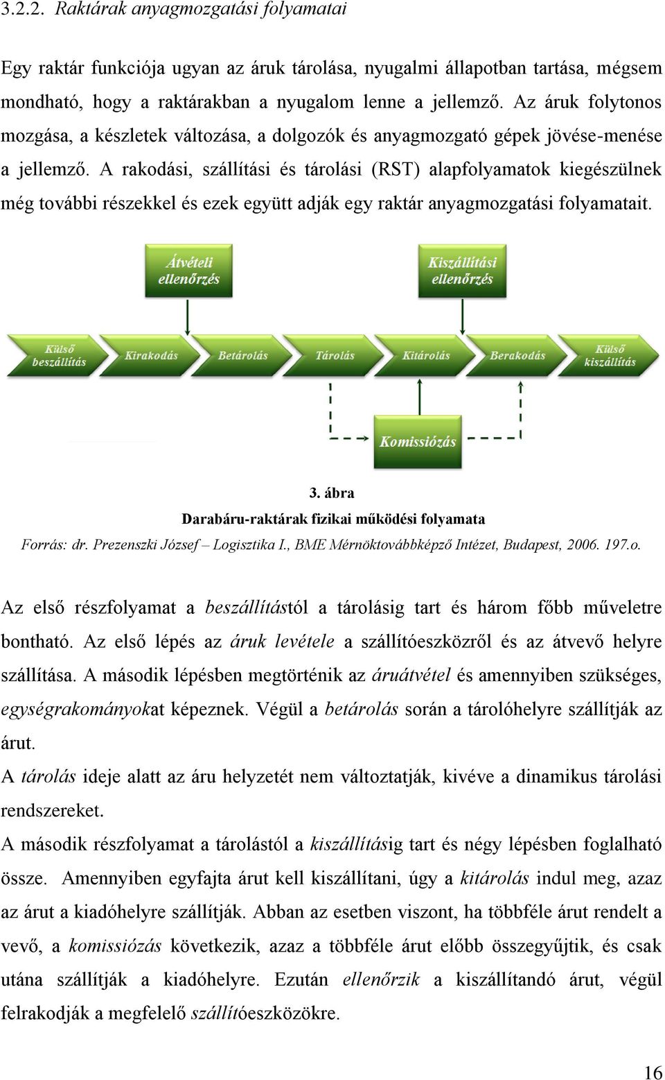 A rakodási, szállítási és tárolási (RST) alapfolyamatok kiegészülnek még további részekkel és ezek együtt adják egy raktár anyagmozgatási folyamatait. 3.