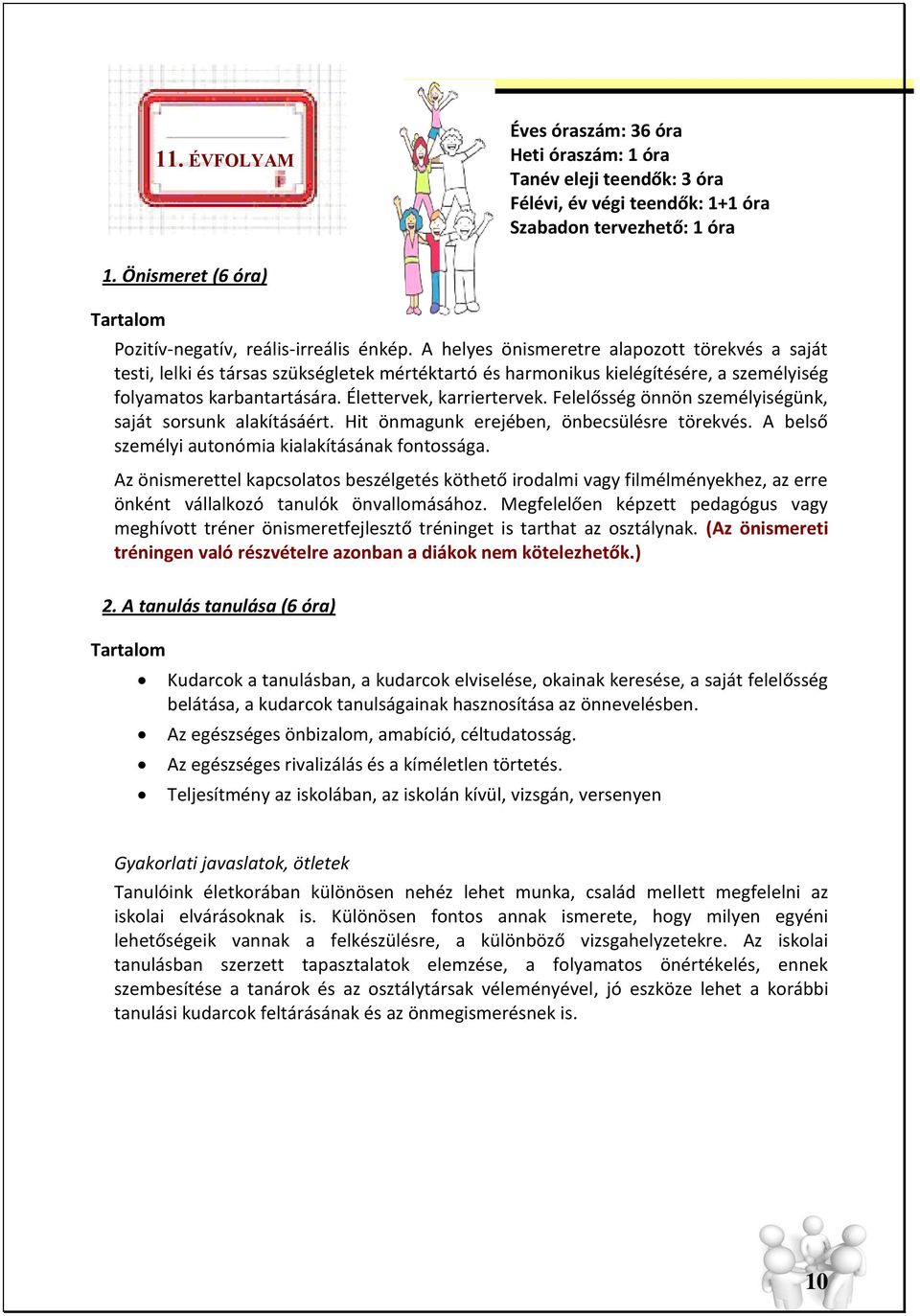 A helyes önismeretre alapozott törekvés a saját testi, lelki és társas szükségletek mértéktartó és harmonikus kielégítésére, a személyiség folyamatos karbantartására. Élettervek, karriertervek.