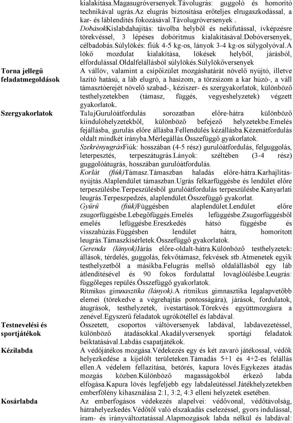 súlylökés: fiúk 4-5 kg-os, lányok 3-4 kg-os súlygolyóval.a lökő mozdulat kialakítása, lökések helyből, járásból, elfordulással.oldalfelállásból súlylökés.