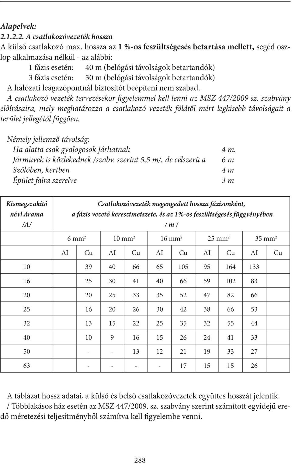 betartandók) A hálózati leágazópontnál biztosítót beépíteni nem szabad. A csatlakozó vezeték tervezésekor figyelemmel kell lenni az MSZ 447/2009 sz.