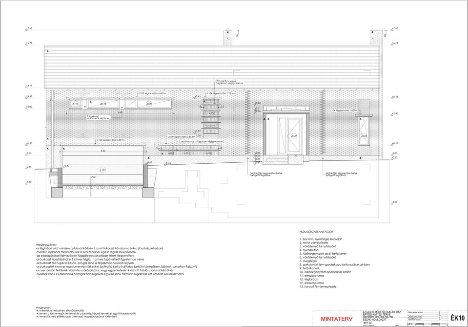 3. +3,43 +2,40 +1,32 +0,7 L103 téglakiváltó,30 fm L103 téglakiváltó 3,8 fm 2 szál 8-as vas a fugában végigvezetve A107 A120 +0,7-0,86 8. -0,80 P10,30 L 101 1 1 6.