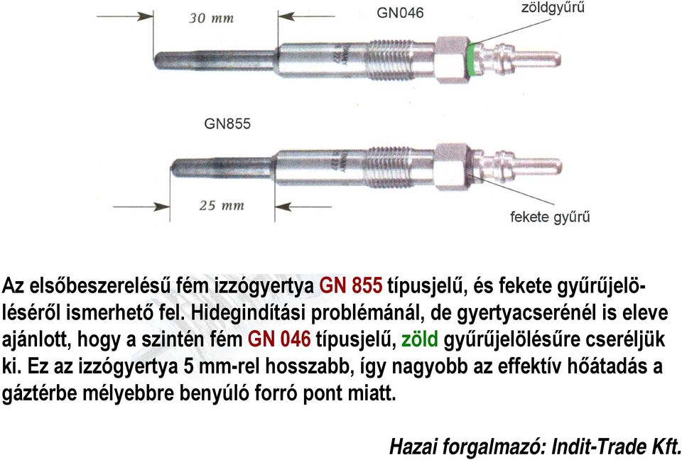 típusjelű, zöld gyűrűjelölésűre cseréljük ki.