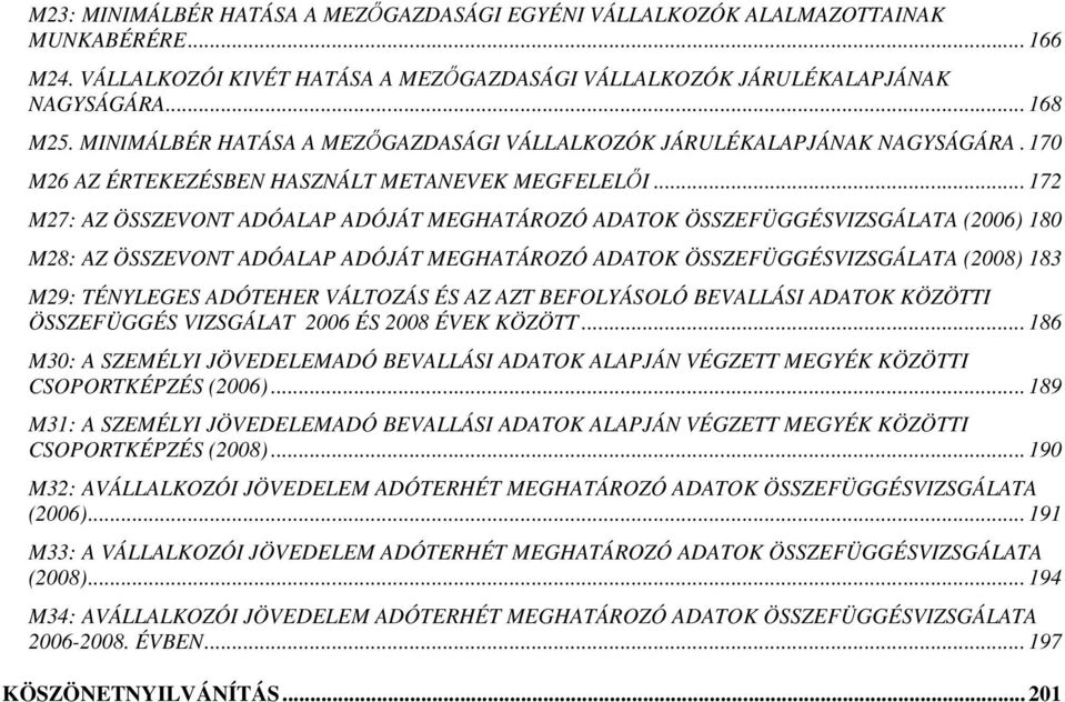 .. 172 M27: AZ ÖSSZEVONT ADÓALAP ADÓJÁT MEGHATÁROZÓ ADATOK ÖSSZEFÜGGÉSVIZSGÁLATA (2006) 180 M28: AZ ÖSSZEVONT ADÓALAP ADÓJÁT MEGHATÁROZÓ ADATOK ÖSSZEFÜGGÉSVIZSGÁLATA (2008) 183 M29: TÉNYLEGES