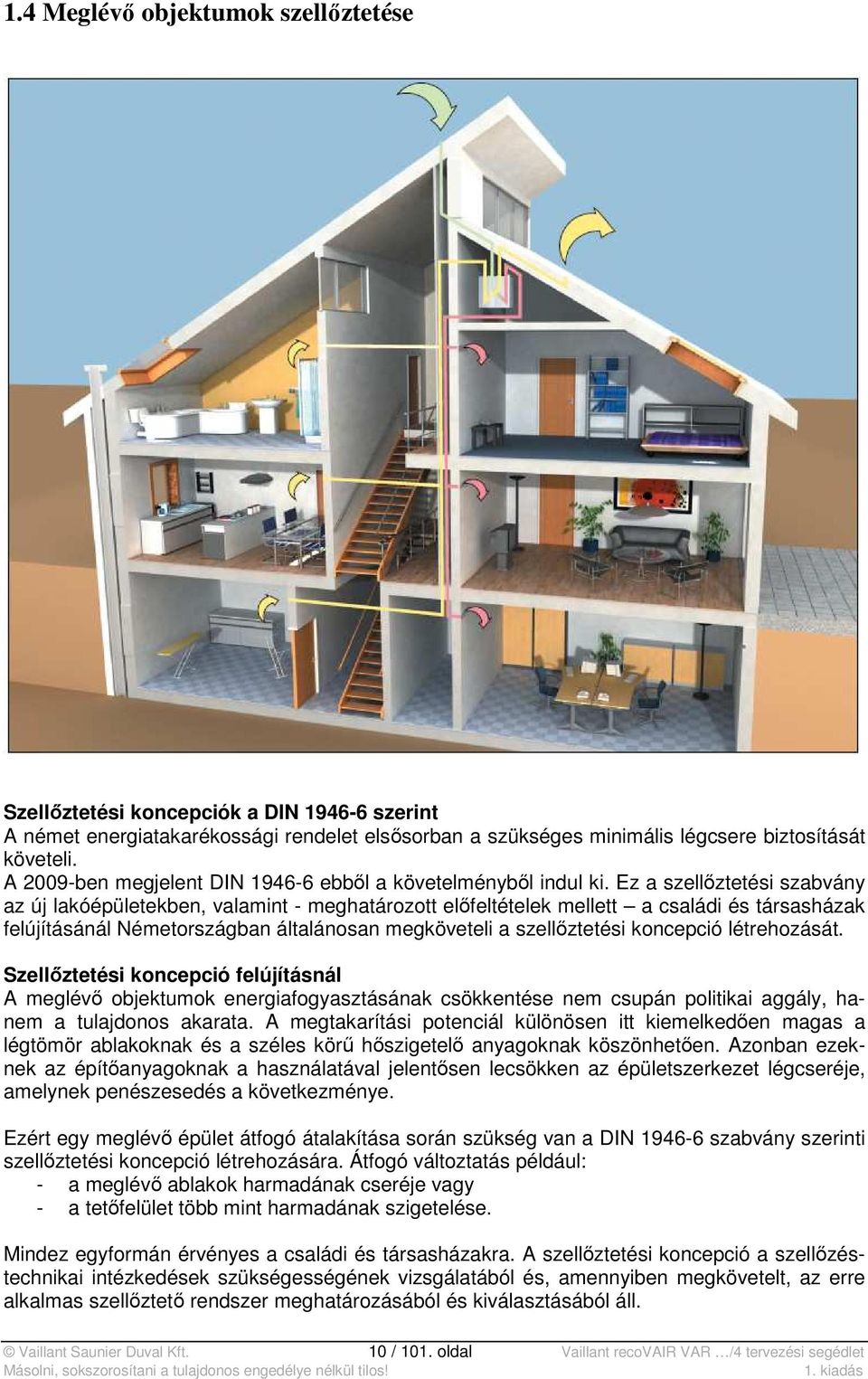 Ez a szellőztetési szabvány az új lakóépületekben, valamint - meghatározott előfeltételek mellett a családi és társasházak felújításánál Németországban általánosan megköveteli a szellőztetési