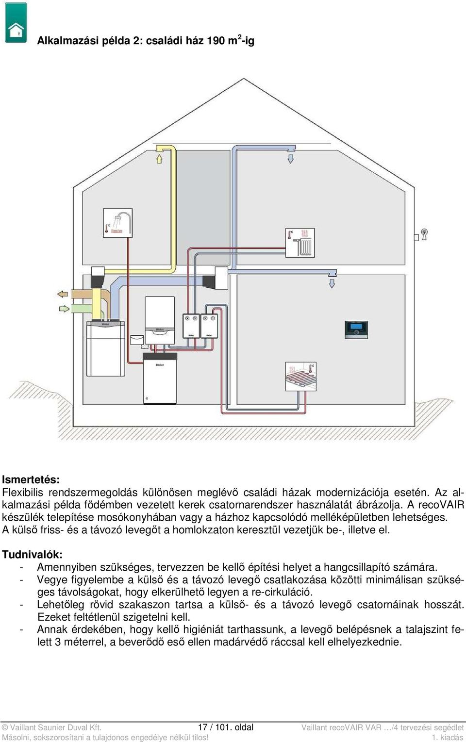 A külső friss- és a távozó levegőt a homlokzaton keresztül vezetjük be-, illetve el. Tudnivalók: - Amennyiben szükséges, tervezzen be kellő építési helyet a hangcsillapító számára.