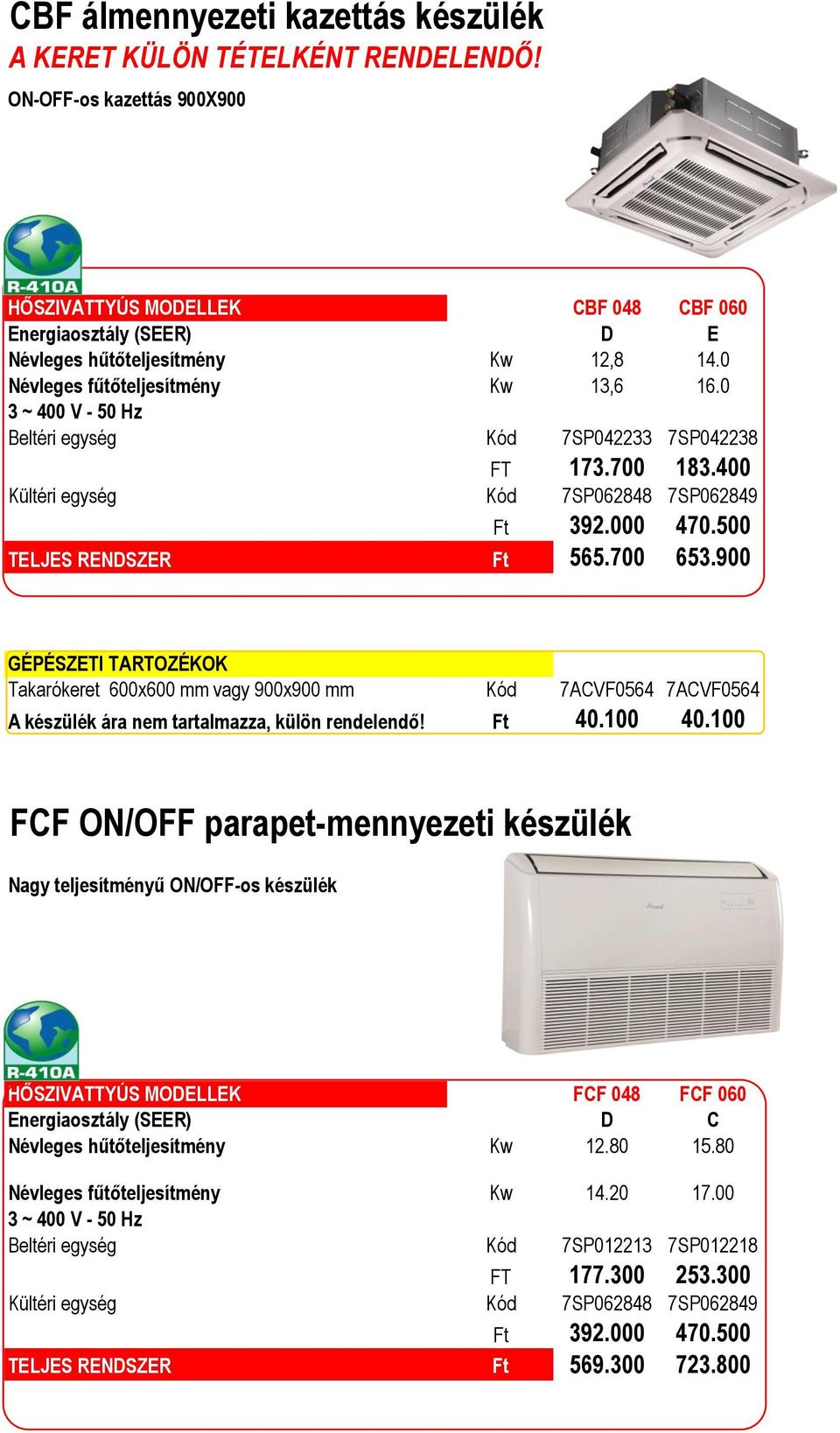 700 653.900 GÉPÉSZETI TARTOZÉKOK Takarókeret 600x600 mm vagy 900x900 mm Kód 7ACVF0564 7ACVF0564 A készülék ára nem tartalmazza, külön rendelendő! Ft 40.100 40.