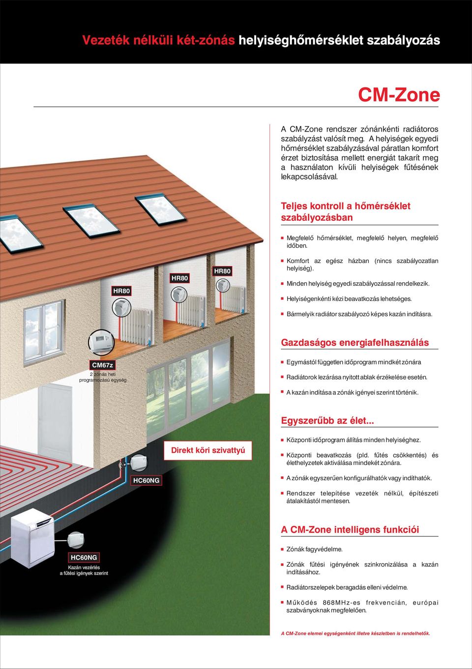 Teljes kontroll a hőmérséklet szabályozásban Megfelelő hőmérséklet, megfelelő helyen, megfelelő időben. HR80 HR80 HR80 Komfort az egész házban (nincs szabályozatlan helyiség).