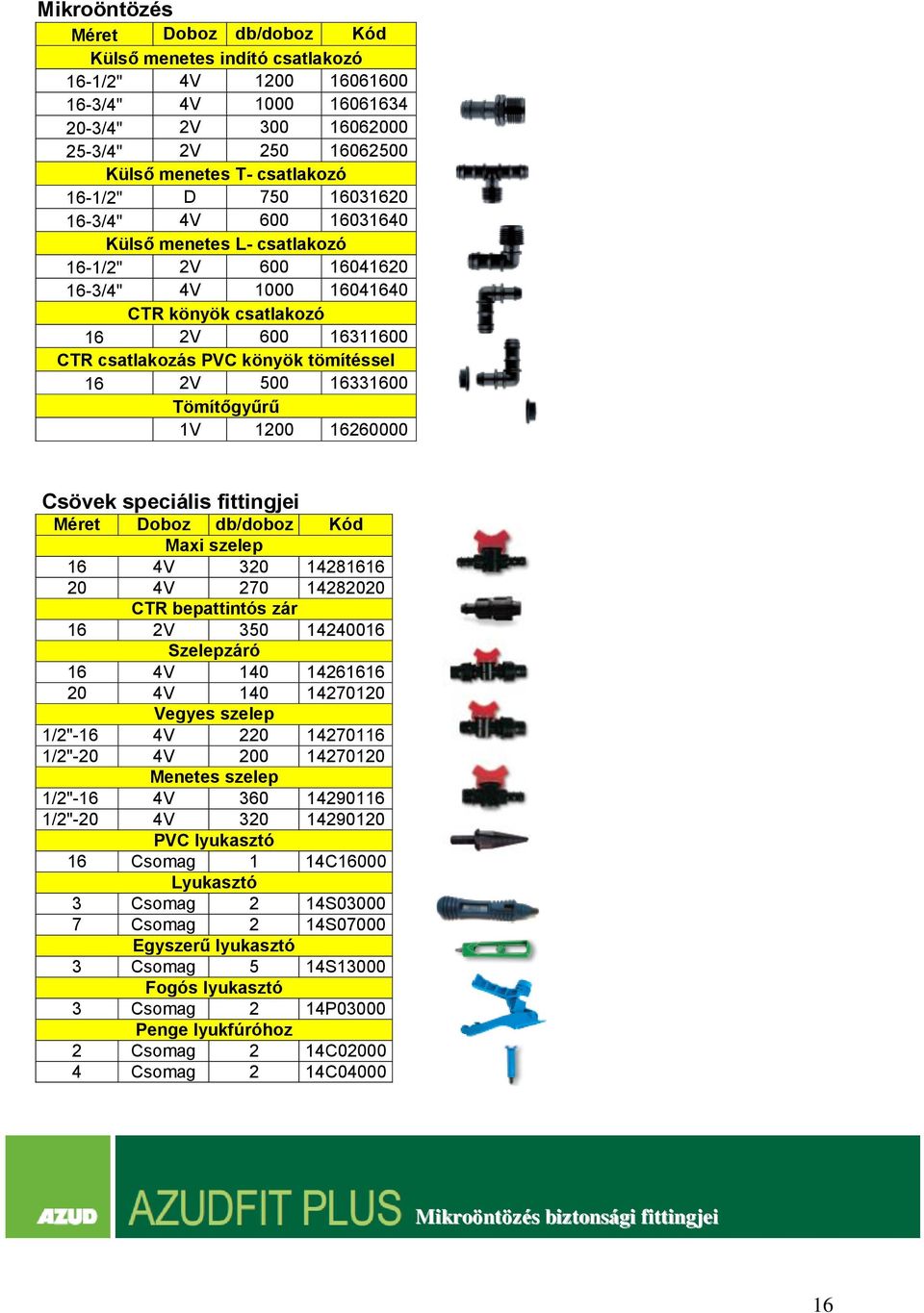 töítéssel 16 2V 500 16331600 Töítőgyűrű 1V 1200 16260000 Csövek speciális fittingjei Méret Doboz db/doboz Kód Maxi szelep 16 4V 320 14281616 20 4V 270 14282020 CTR bepattintós zár 16 2V 350 14240016