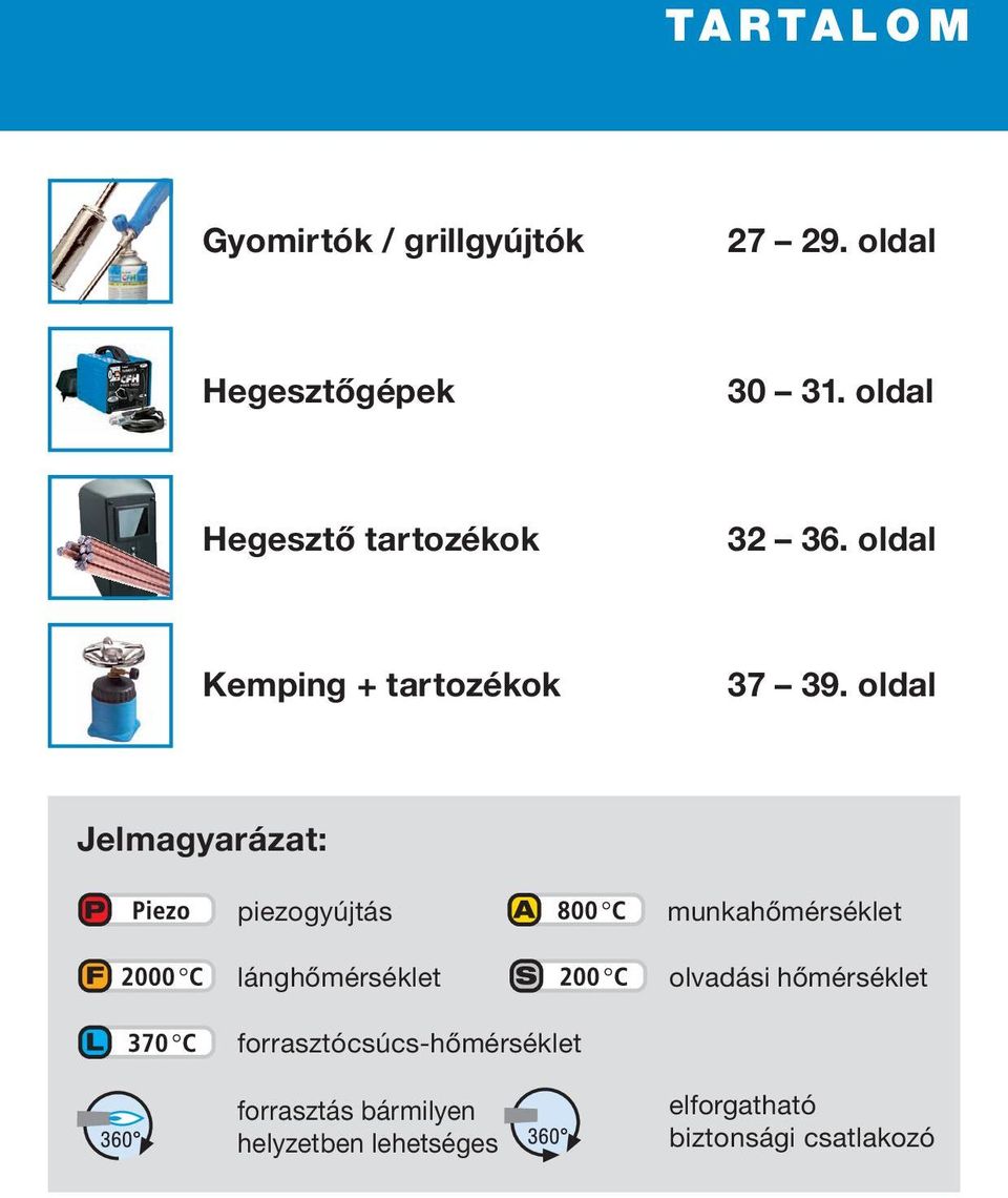 oldal Jelmagyarázat: piezogyújtás lánghőmérséklet munkahőmérséklet olvadási