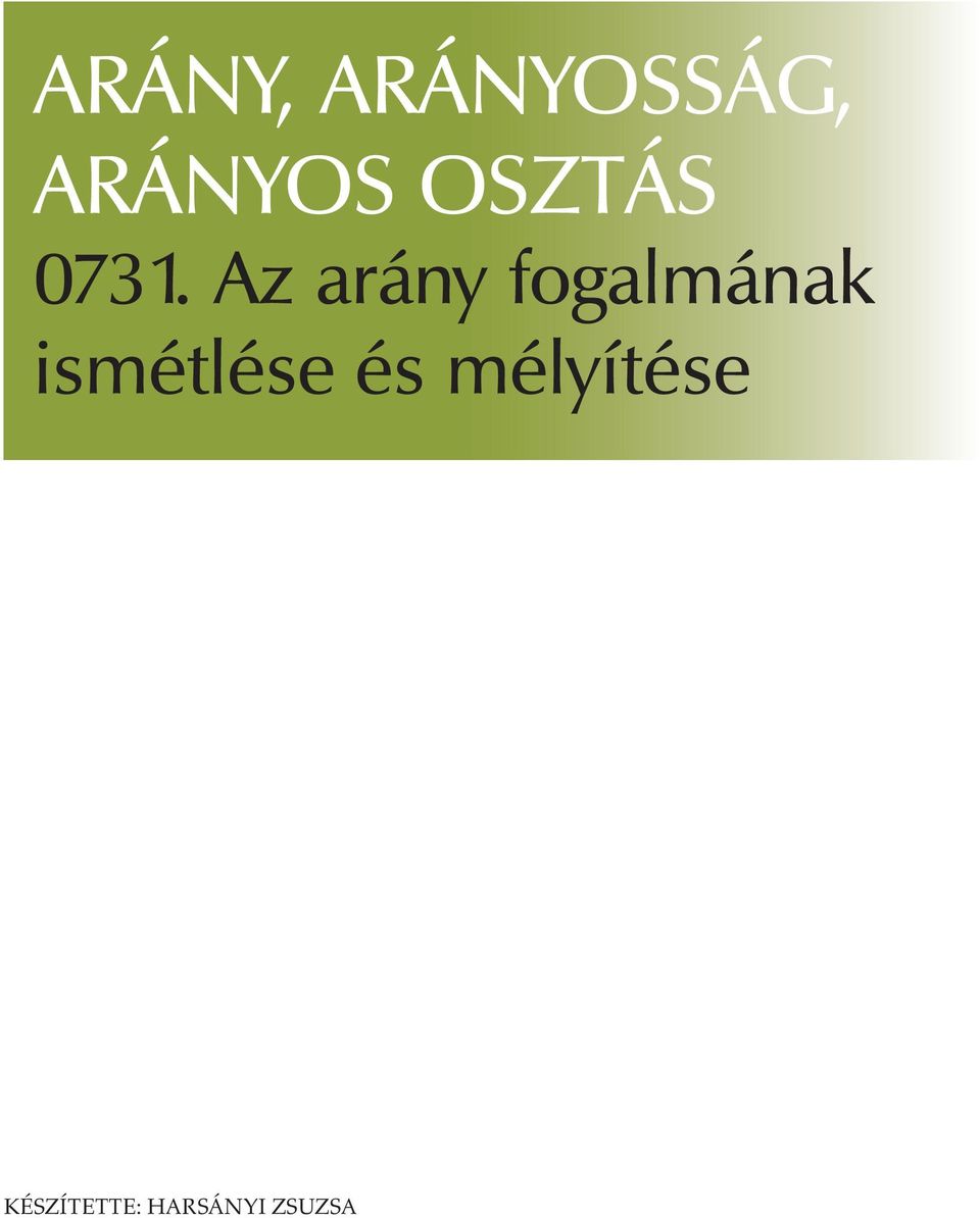 Az arány fogalmának