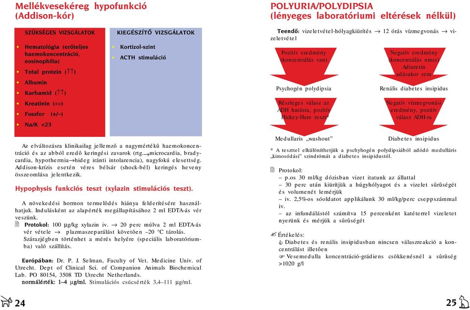 keringési zavarok (rtg. microcardia, bradycardia, hypothermia hideg iránti intolarencia), nagyfokú elesettség. Addison-krízis esetén véres bélsár (shock-bél) keringés heveny összeomlása jelentkezik.