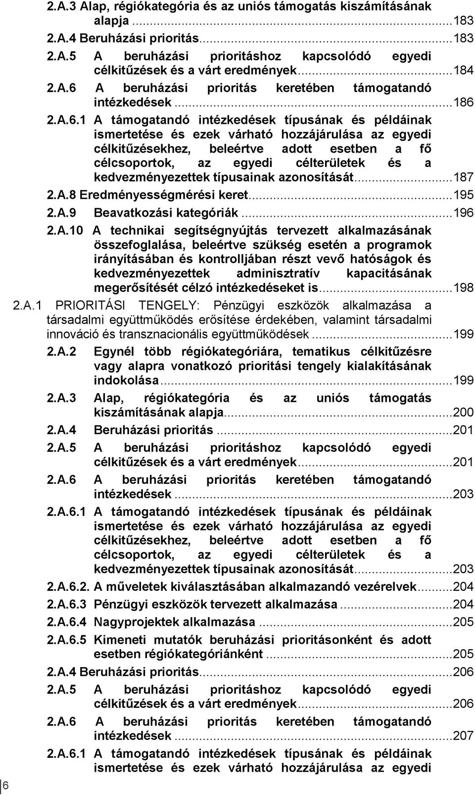 A beruházási prioritás keretében támogatandó intézkedések... 186 